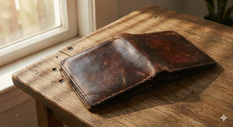 革の財布は、時間の地図である。