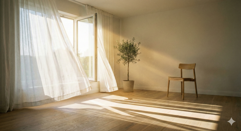 朝、カーテンを開けるという儀式