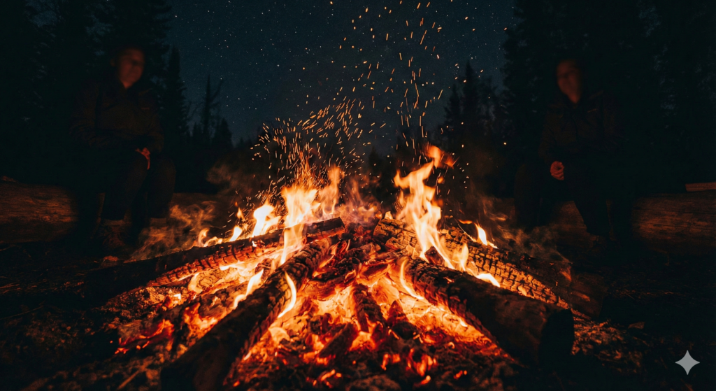焚き火の前では、沈黙も会話になる