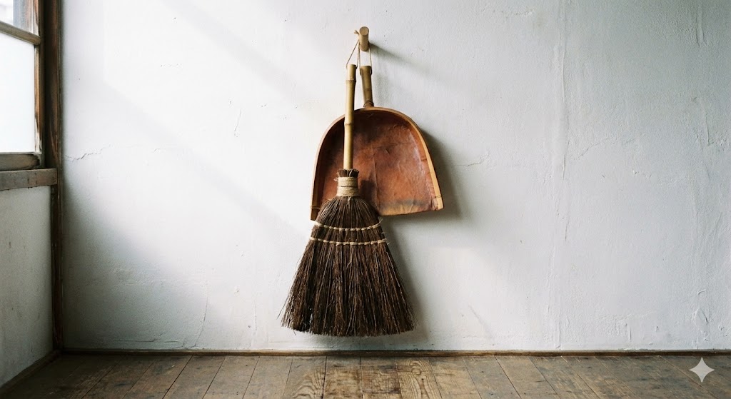 朝、静寂を掃く。はりみ（梁見）と棕櫚箒で始める一日。