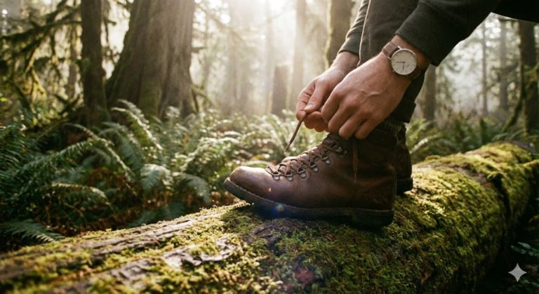 森の入り口で、靴紐を結びなおす