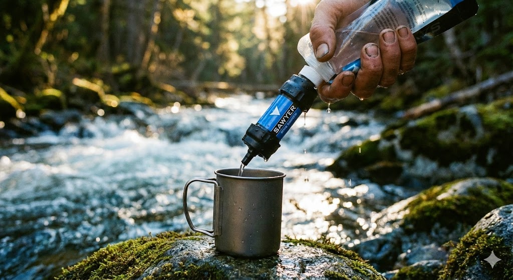 水を濾す時間は、命を濾す時間だ。Sawyer Micro Squeeze 浄水器。